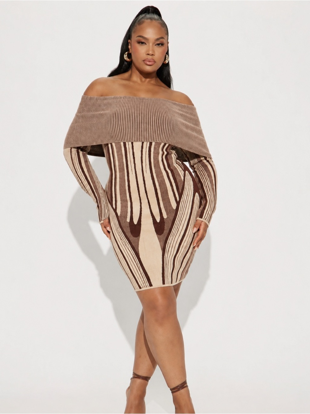 Fashion Nova Alyssa Sweater Dress Mini Off the Shoulder
